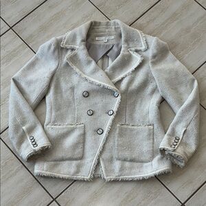 Veronica Beard Carrol Silver Cream White Tweed Blazer Size 4